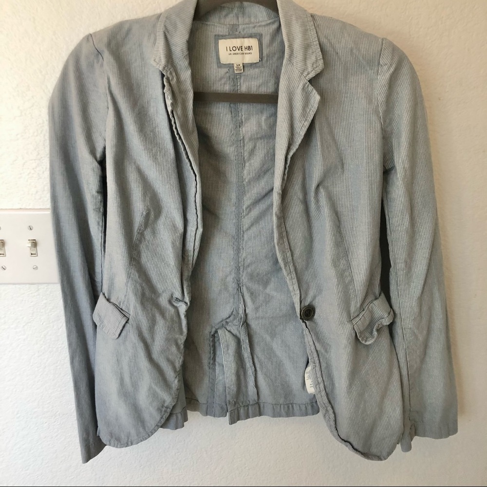 Pinstripe Wrinkled Casual Blazer
